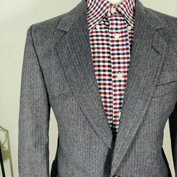 VTG Bill Blass Men's Sport Coat Blazer Gray Striped Herringbone Wool Size 40R - Picture 6 of 16